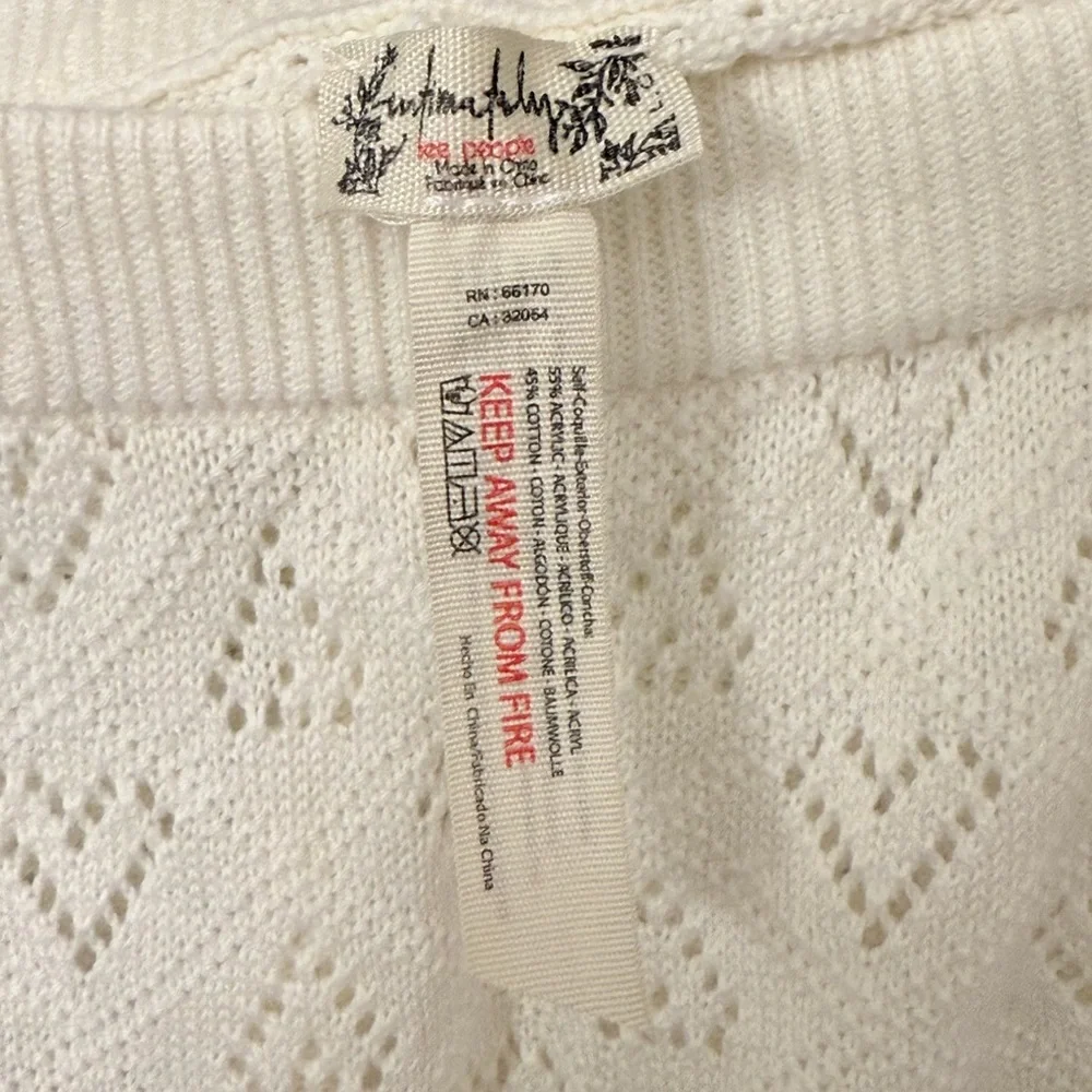Free People Ivory Knit Ruffle Pajama Shorts - Picture 4 of 5